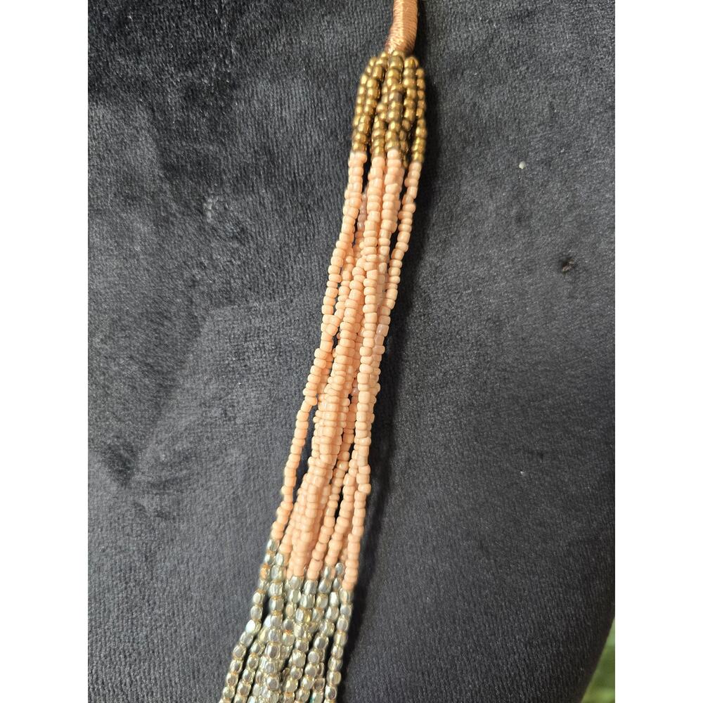 Loft Women's Multilayer Beaded Necklace With Silver Seed Beads And Lobster Clasp - Picture 4 of 7